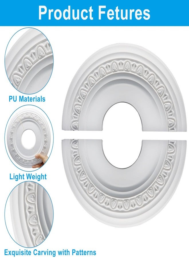 Zorfeter White Split Ceiling Medallion 12" OD x 4" ID, Decorative Ceiling Cover PU Fixture Cover, Elegant Style Millwork for Home Decor/Home Lighting - Image 5